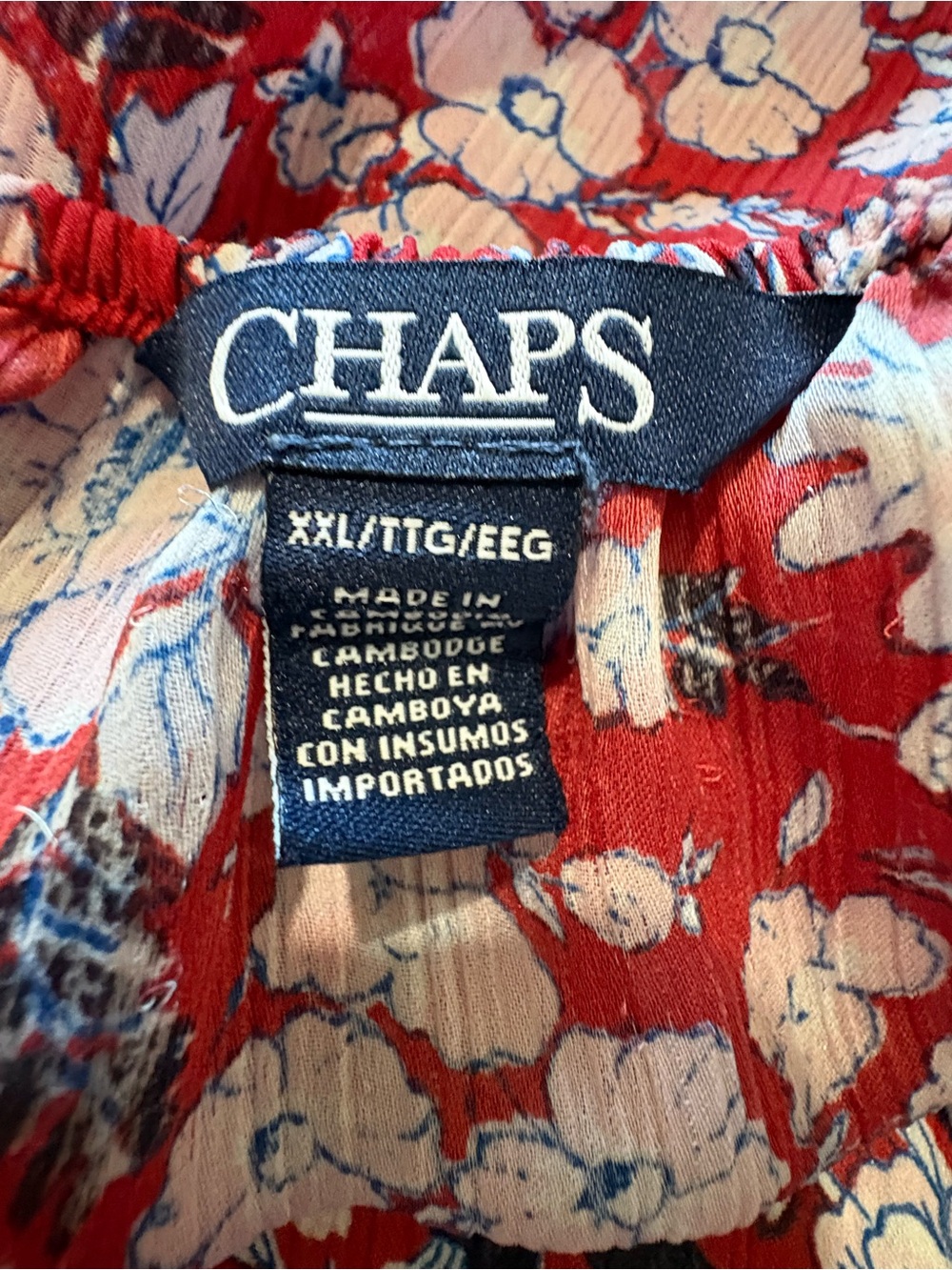 Chaps - Red Floral Boho Peasant Tunic - XXL - Picture 2 of 7